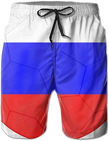 Welonzd Lightweight Quick Dry Beach Shorts Russian Flag and Football Swim Trunks Beach Pants