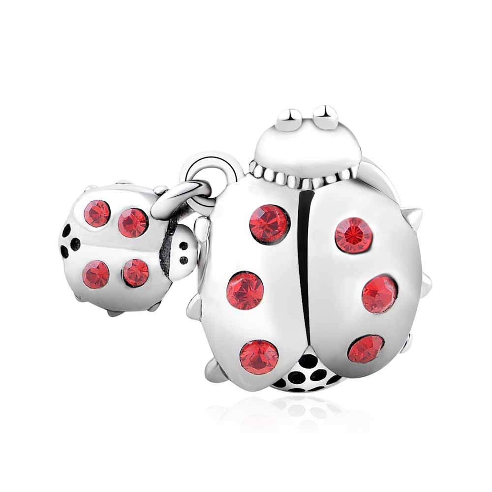 Lovans 925 Sterling Silver Animal LadyBug Lucky Charm Bead Charm Fit Bracelet Gift for Women Lay