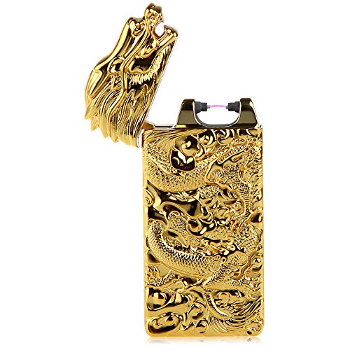 Kivors Dragon Lighter USB Rechargeable Battery Windproof Plasma Arc Pulse Electronic Metal Cigarette Lighter, Shake to Induction Lighter