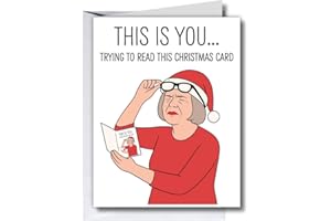 Funny Christmas Card for Mom, Dad, Grandma or Grandpa – “This Is You Trying to Read This Card” Sarcastic Holiday Joke, Blank 