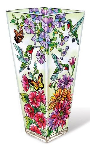Amazon Com Amia 10 Inch Glass Vase Hand Painted Hummingbird