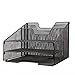 VANRA Metal Mesh Desktop File Sorter Organizer Desk Tray Organize with 3 Letter Trays and 2 Vertical Upright Sections, Black