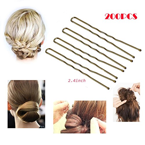 200Pcs,Professional Golden Bobby Pins U Shape Hair Pins for Women Girls and Hairdressing Salon Doubtless Bay (2.4 Inches)