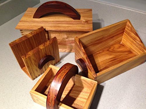 Canarywood Kitchen Box Set - Tea box, S&amp;P holder, Spice box, &amp; Napkin holder