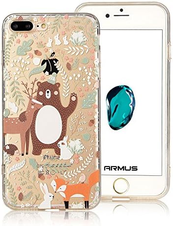iPhone 7 Plus Case [Floral Pattern] ARMUS Premium Quality 3D UV Print Soft Flexible TPU Transparent Skin Scratch-Proof Protective Case for 5.5 inches iPhone 7 Plus (Floral &amp; Anml 7+)