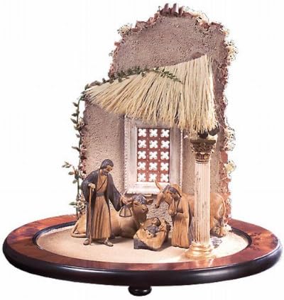 創業100年木彫りブランド 聖家族 プレゼピオ 雄牛とロバ ベネチアン Ze イタリア サービス ブラウン 12cm