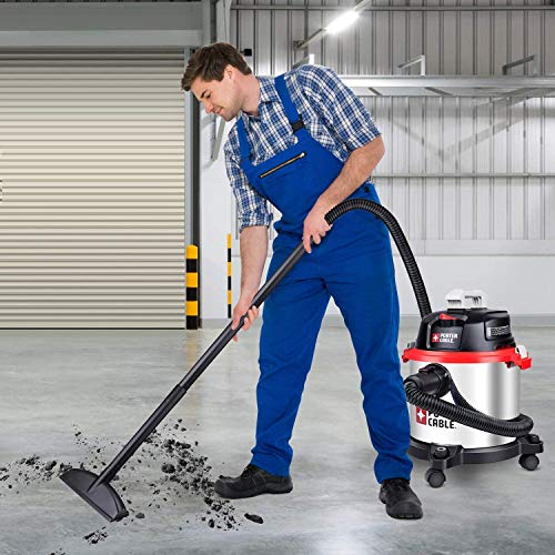 PorterCable 5 Gallon Wet Dry Vacuum, 4 Peak HP Stainless Steel 3 in 1