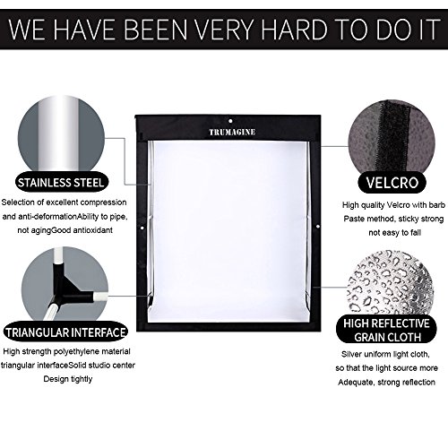 TRUMAGINE 47x39x78 inch Professional Photography LED Studio Large Lightbox Dimmable Photo Video Continuous Lighting Cube Shooting Tent Kit with 3 Colors Backdrops and Carrying Bag