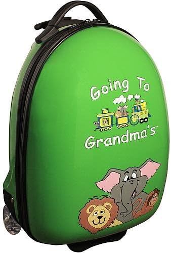 MERCURY LUGGAGE KIDS' GOING TO GRANDMA'S 18" WHEELED HARDSHELL SUITCASE GREEN