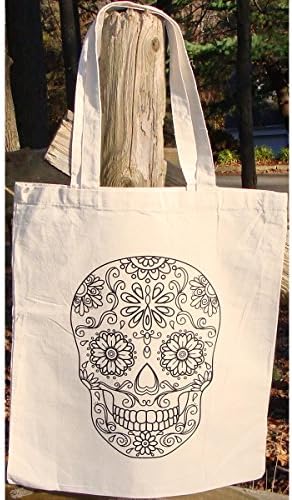 Giraffe Crafts Zendoodle Tote Bag for Adult Coloring, Sugar Skull