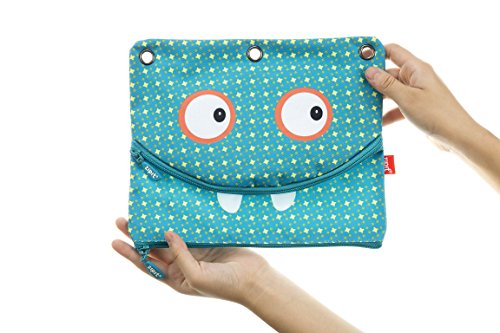 Zipit googly 3 ring pencil case, light blue