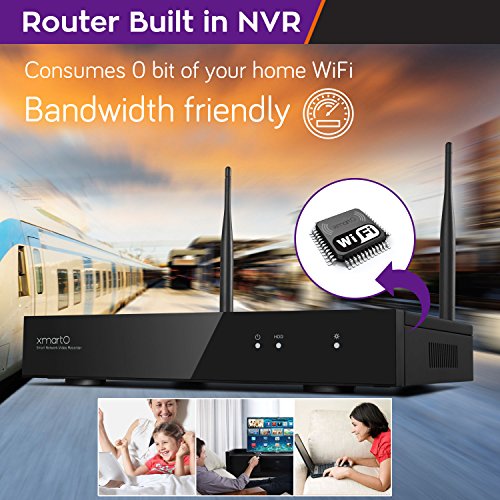 Wireless-Security-Camera-System-xmartO-Auto-Pair-4-Channel-1080p-HD-Surveillance-NVR-with-4x-960p-HD-WiFi-IP-Cameras-Dream-Liner-WiFi-Relay-NVR-with-built-in-Router-Indoor-Outdoor-No-HDD
