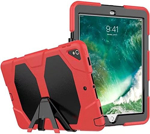 Albc iPad Pro 10.5 Case,[Kickstand]Slim Heavy Duty Shockproof Rugged Cover Three Layer Hard PC+Silicone Hybrid High Impact Resistant Full Body Protective Case For Apple iPad Pro 10.5 inch 2017,Red