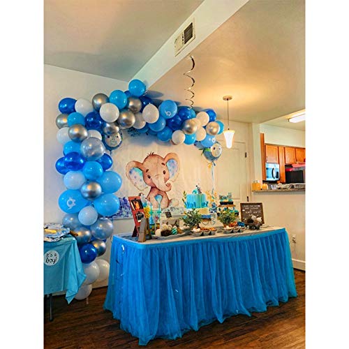 Balloon Garland Arch Kit, 110Pcs Baby Blue, Royal Blue, Sky Blue, Confetti and Silver Metallic Balloons for Birthday, Engagement, Wedding, Boy Baby Shower, Picnic or Any Party Decorations. - Thumbnail 6