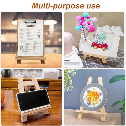 2 Pieces Small Wooden Painting Easel, Small Table Easel, Mini Easel for Displaying Painting, Drawing, Photos (20 x 28 cm)