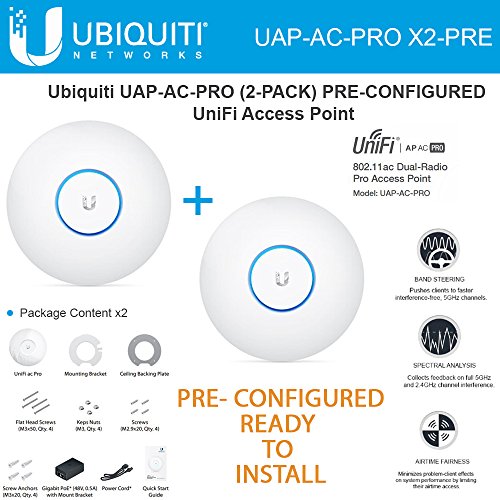 Ubiquiti Unifi UAP-AC-PRO 2-PACK PRE-CONFIGURED Dual-Radio Pro Access Point