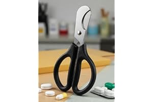 Scissors - Shaped Pill Cutter for 5-15mm Vitamins, Tablets and Medications, Black