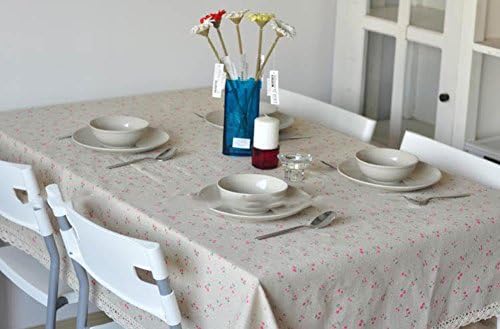 Kingmerlina Cotton Linen Rectangle Flowers Rural style Tablecloth Polyester Multi Size