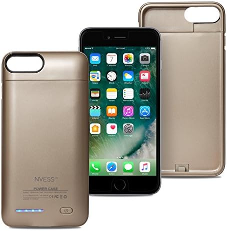 NVESS Magnetic Power Bank Charging Battery Case for iPhone 6 PLUS, 6S PLUS, 7 PLUS, 8 PLUS 4200mAh with BONUS Universal Magnetic Phone Holder Bundle (GOLD)