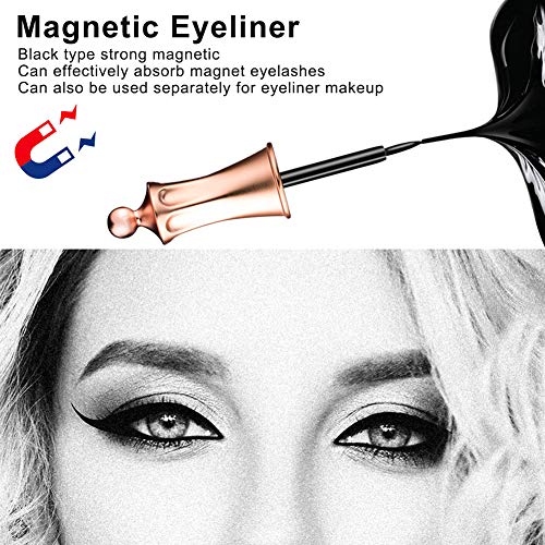 JUNING Upgraded Strong Magnetic Eyelashes with Magnetic Eyeliner Enhanced Waterproof Natural Reusable 3D Magnet Silk False Eyelash Kit withTweezers and Mirror Case