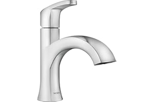 Moen Karis One-Handle Bathroom Sink Faucet, One Hole Lavatory Faucet with Drain Assembly and Optional Deck Plate, Chrome, 843
