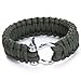 Leegoal Outdoor Paracord Survival Bracelet with Zinc Alloy Bow Shackle,Atrovirens