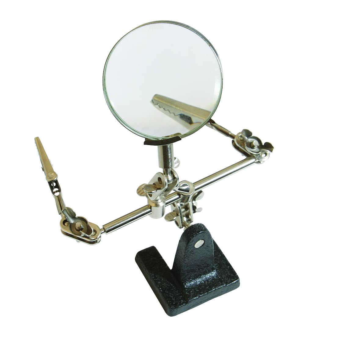 Silverline Helping Hands with Magnifying Lens – 63mm, 2.5x Magnification, Soldering & Precision Work Holder (633830)
