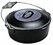 Lodge 7 Quart Pre-Seasoned Cast Iron Dutch Oven with Lid - Wire Bail Handle for Easy Transfer from Cooking Surface to Table - Use in the Oven, on the Stove, on the Grill or over the Campfire - Black