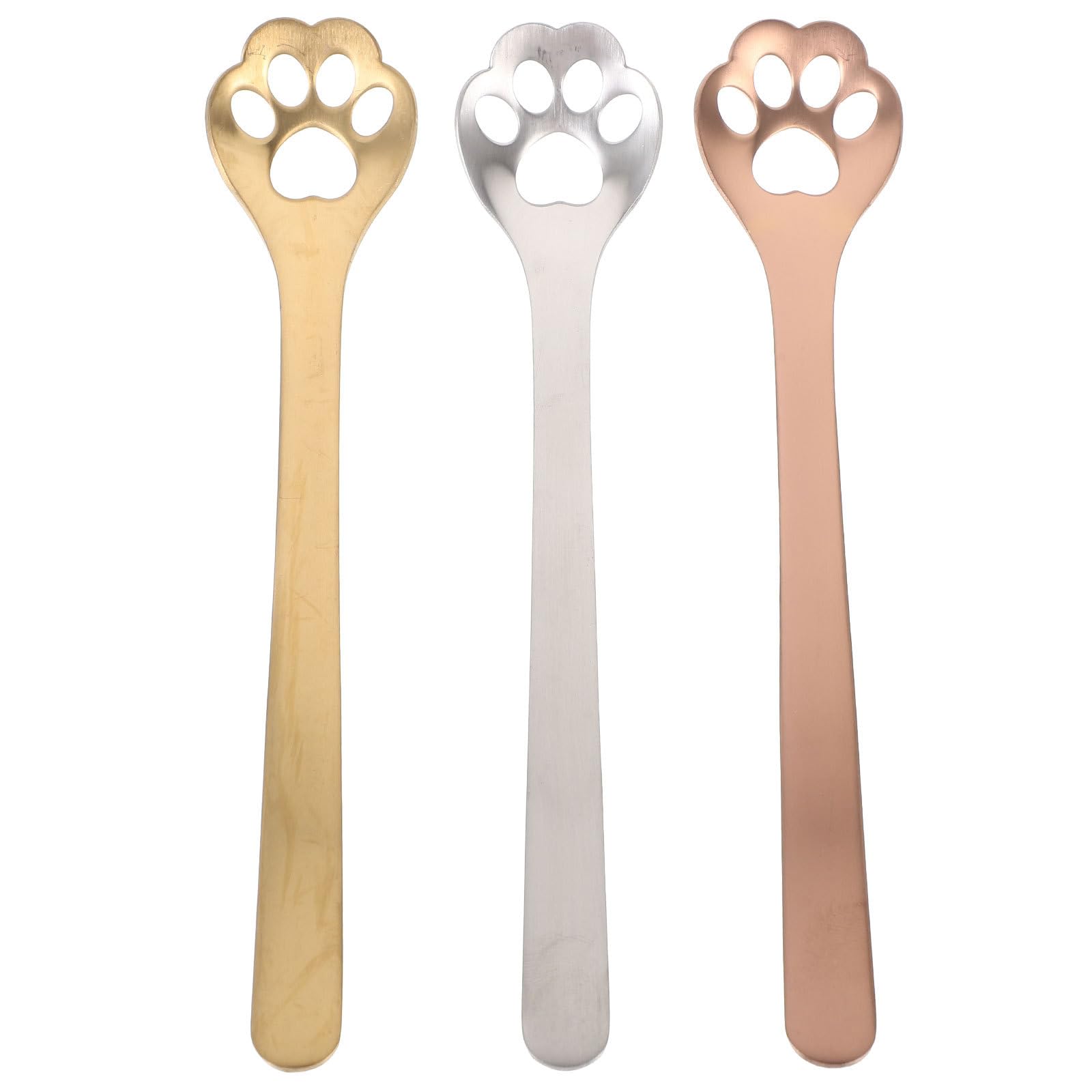 Luxshiny Cat Paw Coffee Spoon Set - Adorable Stainless Steel Mini Dessert Spoons for Coffee Cakes & More - Fun Hollow Out Design 14.8Cm