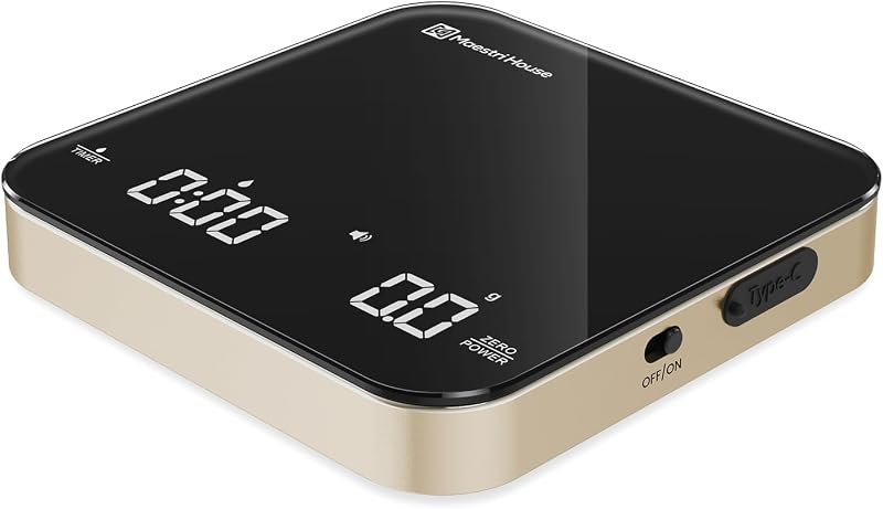 Maestri House Rechargeable Mini Coffee Scale with Timer, 2kg/0.1g