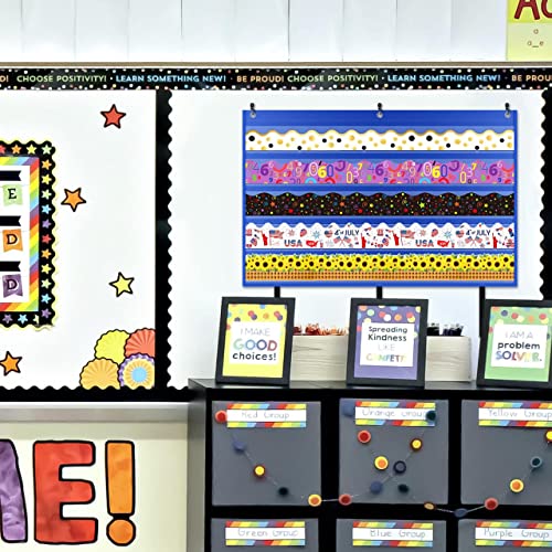 Bulletin Border Storage Pocket Chart for Classroom, Foldable Border