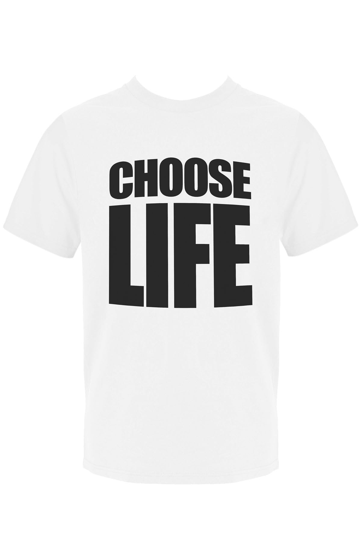 I LOVE FANCY DRESS Adults 'Choose Life' T-Shirt - Small - White 1980s Slogan Tee, Retro Pop Singer Shirt, Eighties Throwback Party Costume, Vintage Style Top for Themed Events
