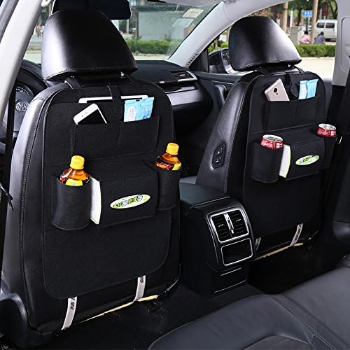 FULL WERK Car Kick Mats Back Seat Protector Storage Organizer Pocket (Black)