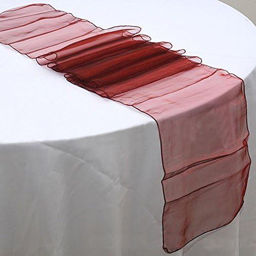 LingStar Premium Quality 30x275cm Sheer Organza Table Runner Wedding Party Home Decoration Wine Red 20 pcs