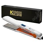 KIPOZI Pro 1.75 Inch Hair Straightener Flat Iron with Nano-Titanium Plate,Digital LCD Display, Dual Voltage ,Keratin Treatment,White