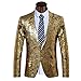 Men's Blazer Two Buttons Slim Fit Casual Premium Jacket Fashion Outwear Coat golden Large