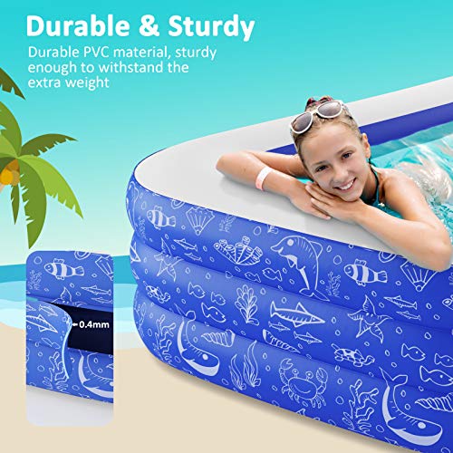 PERLECARE Inflatable Pool, Swimming Pool for Kiddie, Kids, Adults, Toddlers, 120'' x 72'' x 22'' Backyard/Garden/Outdoor… - Image 3
