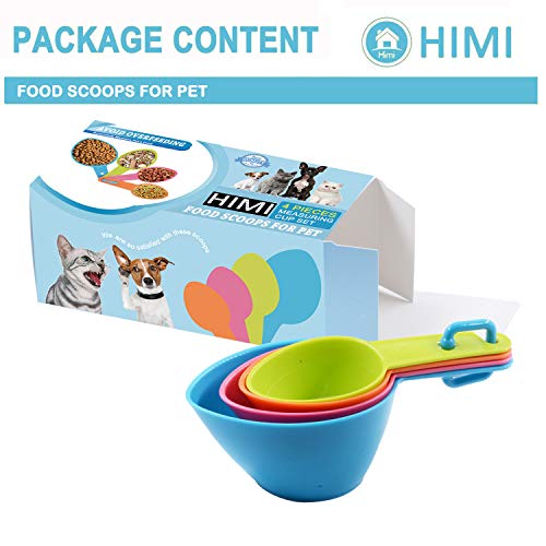 HINMAY Pet Food Scoops Plastic Measuring Cups Set for Dog Cat and Bird