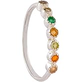 Silver Eternity Chakra Ring for Women 925 Sterling Silver Natural Healing Chakra Jewelry Dainty Stacking Ring for Gift