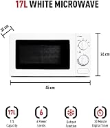 Haden 17L Microwave Oven 700W 6 Power Levels Compact White view 2