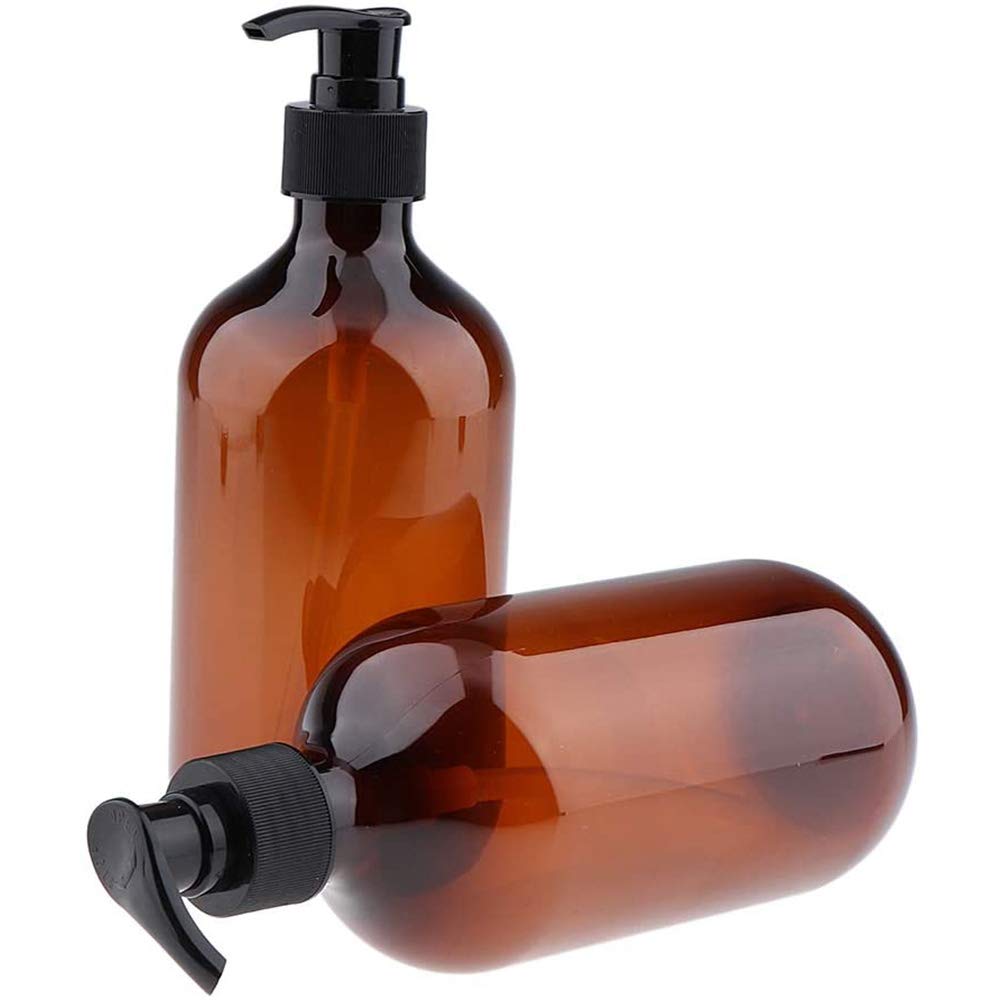 POFET 2x Empty Translucent PET Shampoo Conditioner Pump Bottles Container 500ml