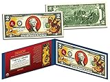 Chinese Zodiac YEAR OF THE DRAGON Colorized $2 Bill US Legal Tender Lucky Money