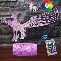 Carryfly Unicorn Gifts, 3D Night Light with Remote & Smart Touch 7 Colors + 16 Colors Changing Dimmable Unicorn Toys 1 2 3 4 5 6 7 8 Year Old Boy or Girl Gifts