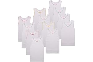 Buyless Fashion Girls Tank Top - Sleeveless Cami Tanks Cotton Undershirts for Dance Gymnastics, Kids & Toddler Size (12 Pack)