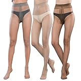 Pantyhose for Women Sheer Stockings 3 Packs Full Length Reinforced T Crotch 15 Denier(L/XL)