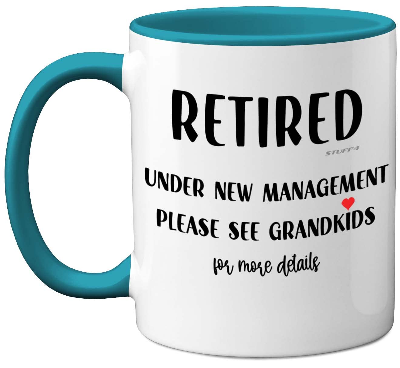 Stuff4 Under New Management - 11oz Light Blue Ceramic Coffee Mugs, Happy Retirement Mugs for Men & Women, Leaving Gifts for Colleagues