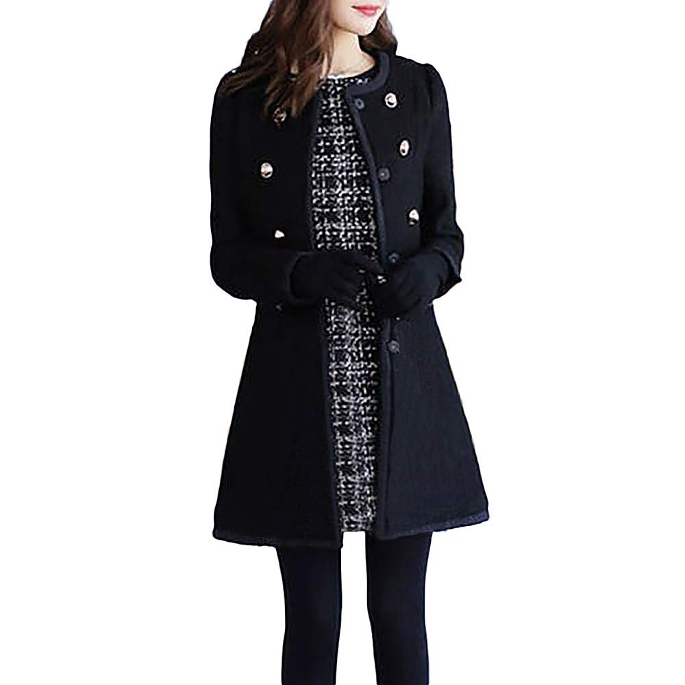 titap s-2xl womens winter lapel woolen coat trench jacket button overcoat solid color outwear