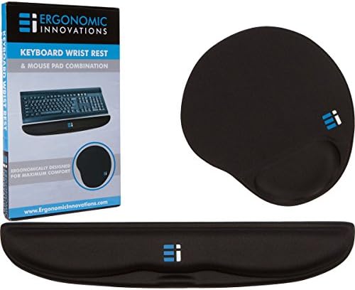 Gel Keyboard Wrist Rest Pad – Set Includes Mouse Pad with Wrist Rest Support for PC and Mac Computer Desks | Effective Protection for RSI &amp; Carpal Tunnel | Black Curved Silicone Gel Palm Rests (FIRM)