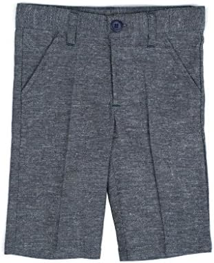P&amp;P Baby Boy Short Spring Pants - Classic Blue Plaid Linen Shorts, 3 Years