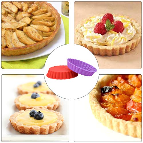 Silicone Mini Quiche Pan, Non-stick Round Pie Pan Silicone Molds 10 Packs - Thumbnail 4